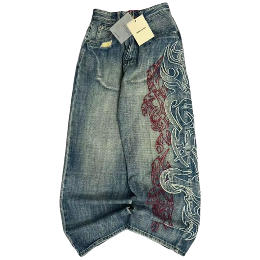 Tribal Flame Wide Jeans
