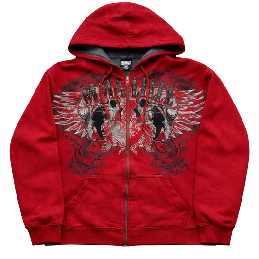 Crimson Wing Zip Hoodie