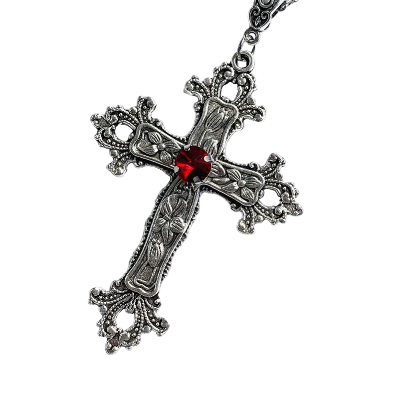 Crimson Cross Necklace